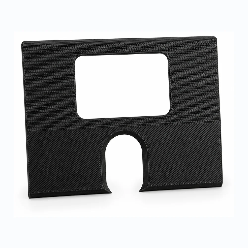 Black 3D printed front fascia with rectangular and rounded openings