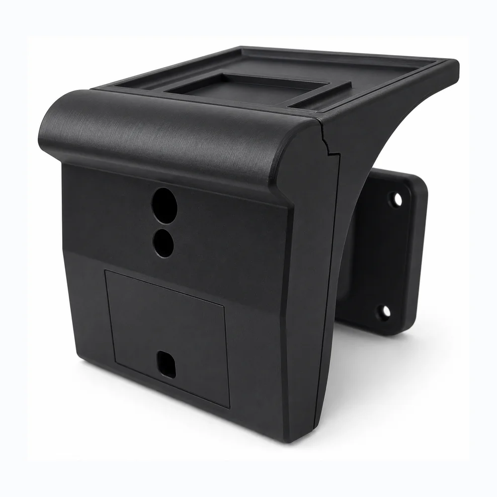 Black wall-mounted smart security light enclosure viewed from the front